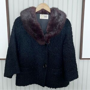 Franklin Simon Vintage Black Persian Curly Lamb Fur Short Coat